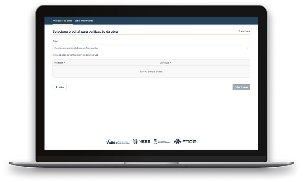 Notebook exibindo a interface do Valide Desktop